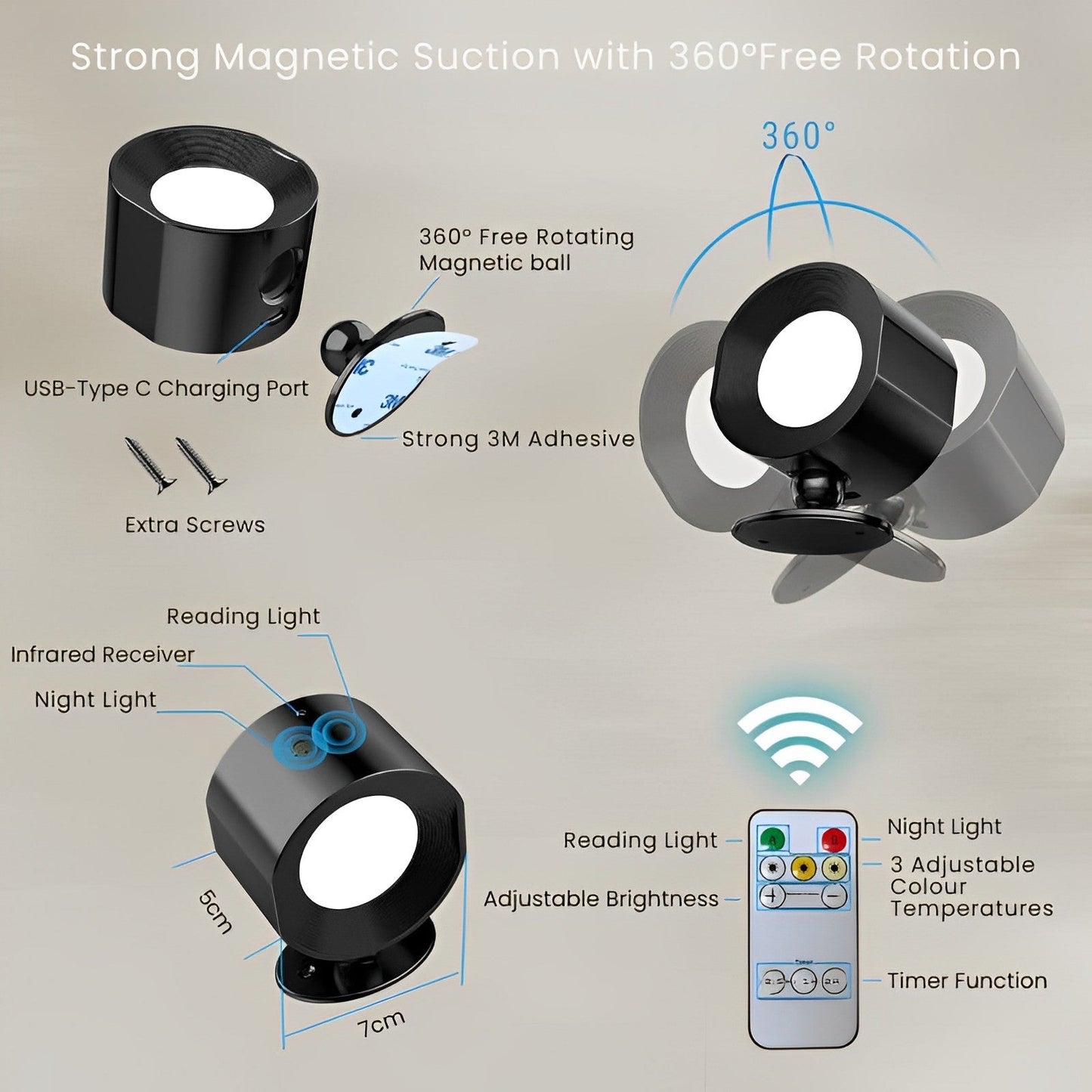 NORDORA WIRELESS LED WALL LIGHT