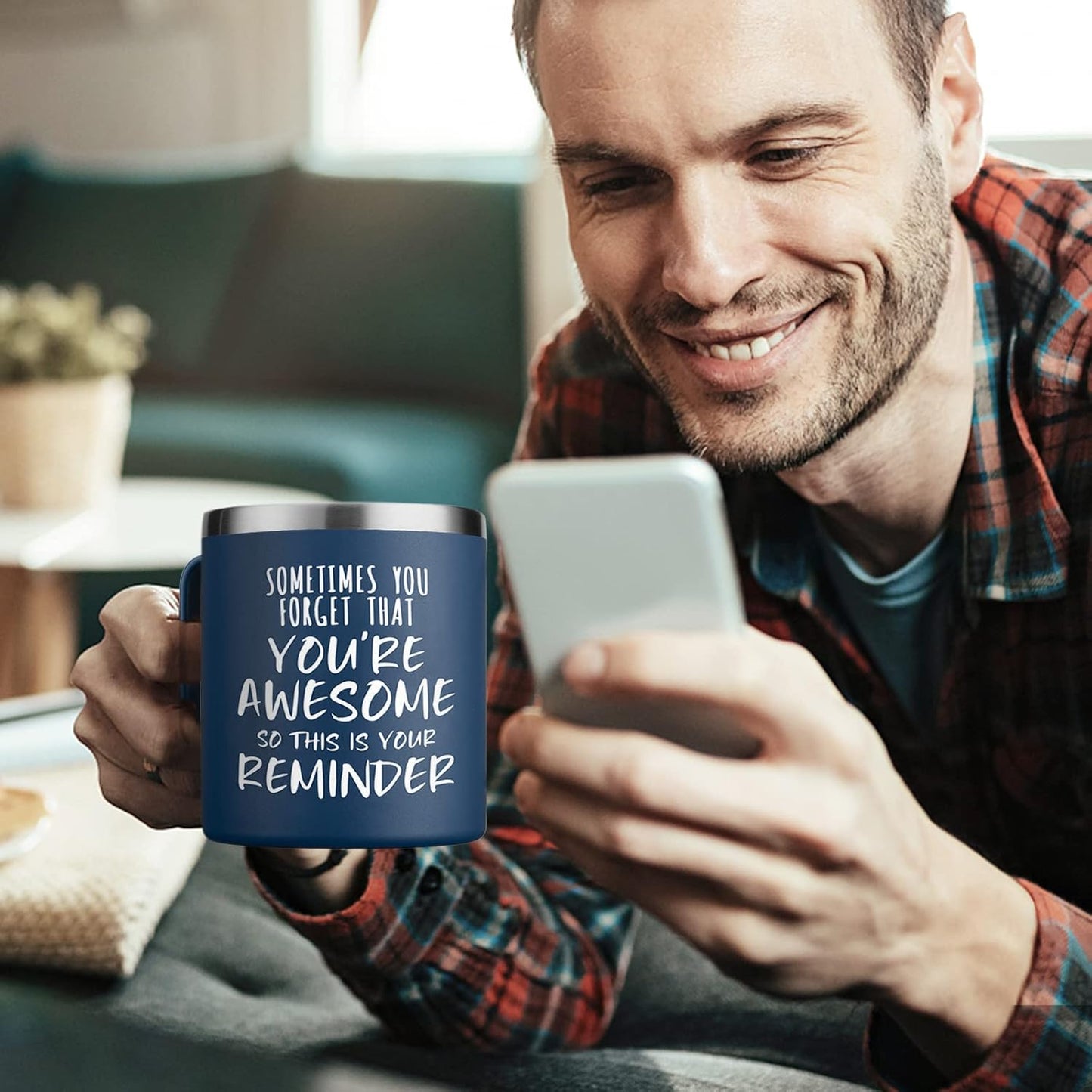 Inspirational Coffee Mug, 14oz Insulated Steel Gift Mug for Men