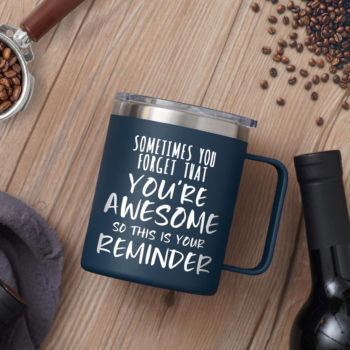 Inspirational Coffee Mug, 14oz Insulated Steel Gift Mug for Men
